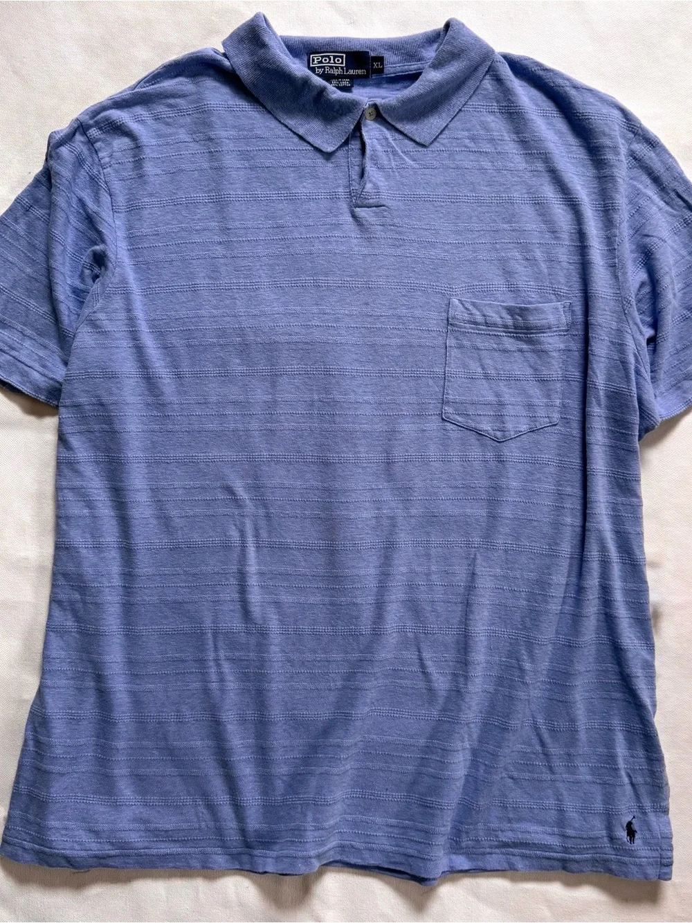 Polo by Ralph Lauren Light Blue Linen Cotton Blend Textured Stripe Knit - Picture 1 of 3